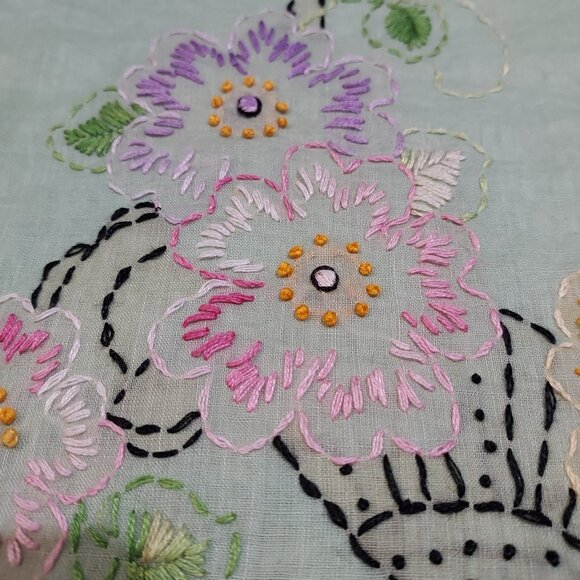 Pillow Case Cover 1950s Hand Embroidered Floral Baby Nursery 22" - Picture 7 of 13